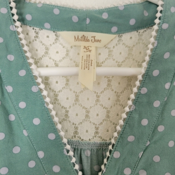 Matilda Jane Women's Enticing Eyelet Mint Green Top Medium - Picture 4 of 4